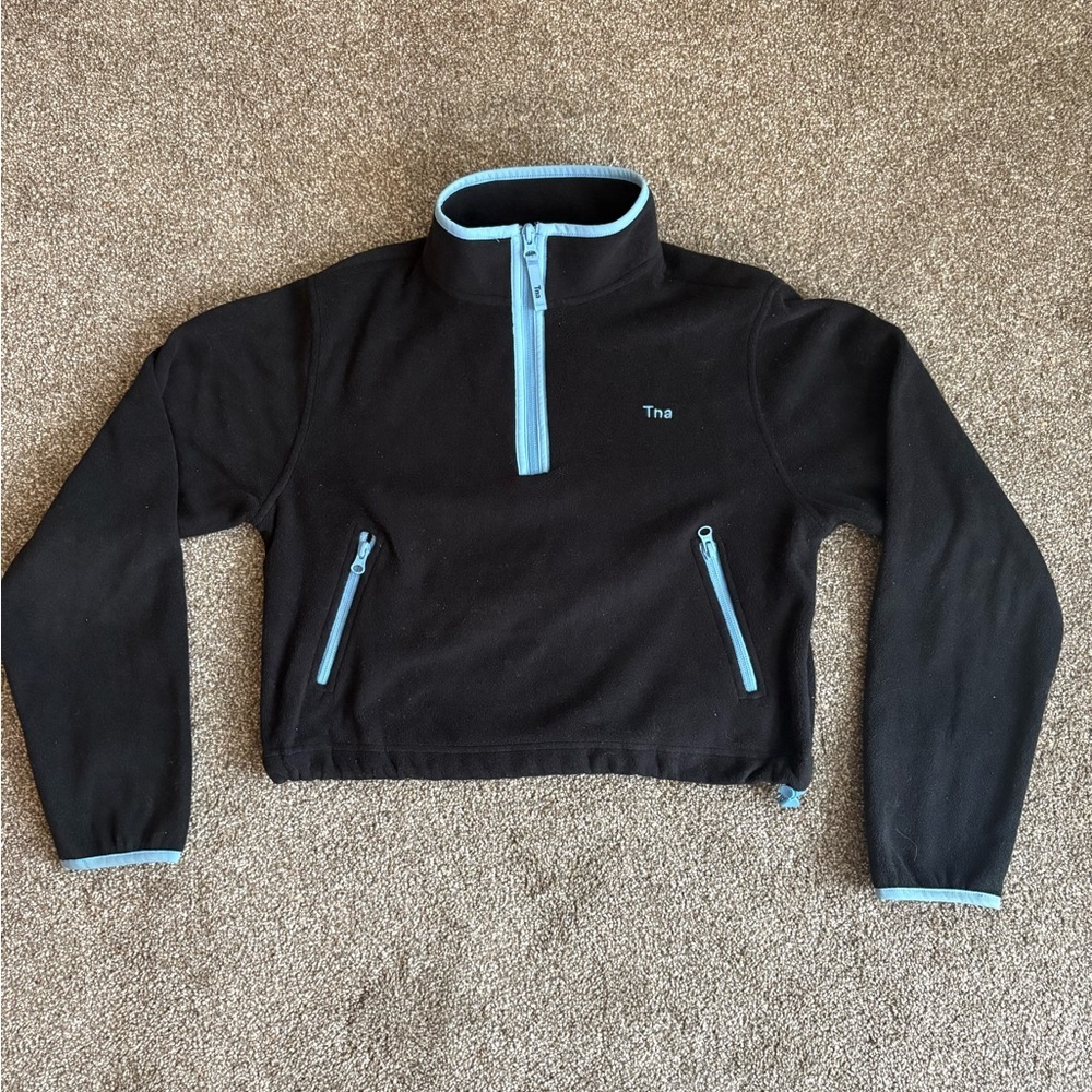 Tna Sno Polar ½ Zip Sweater in black with blue trim small - Picture 1 of 14